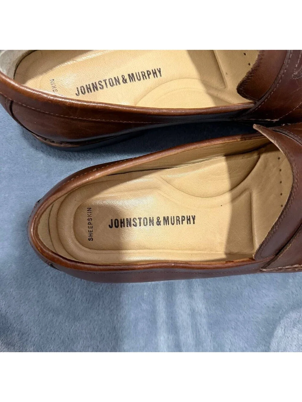 Johnston & Murphy Men's Brown Penny Loafers 9.5 M Sheepskin Slip On